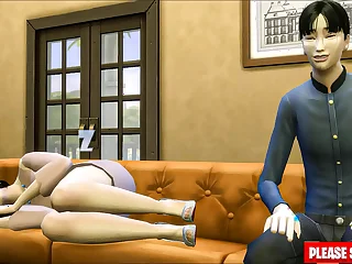 step Son Fucks Korean Big Tits Mommy On The Couch Obeying TV | Korean Mommy And Son Fucking